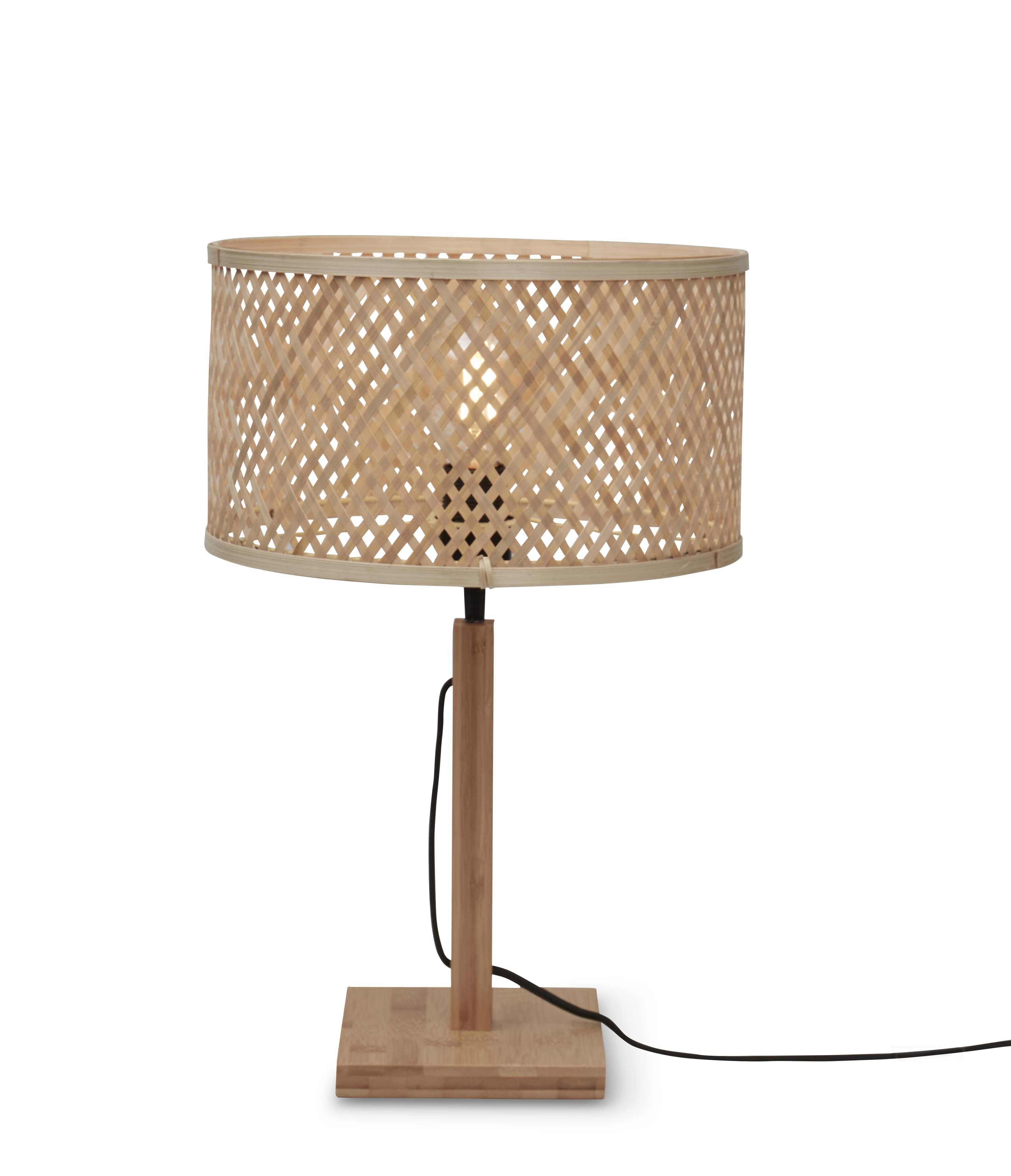 Tischleuchte Java gerade Bambus natur H.38cm/Schirm 32x18cm. nass.